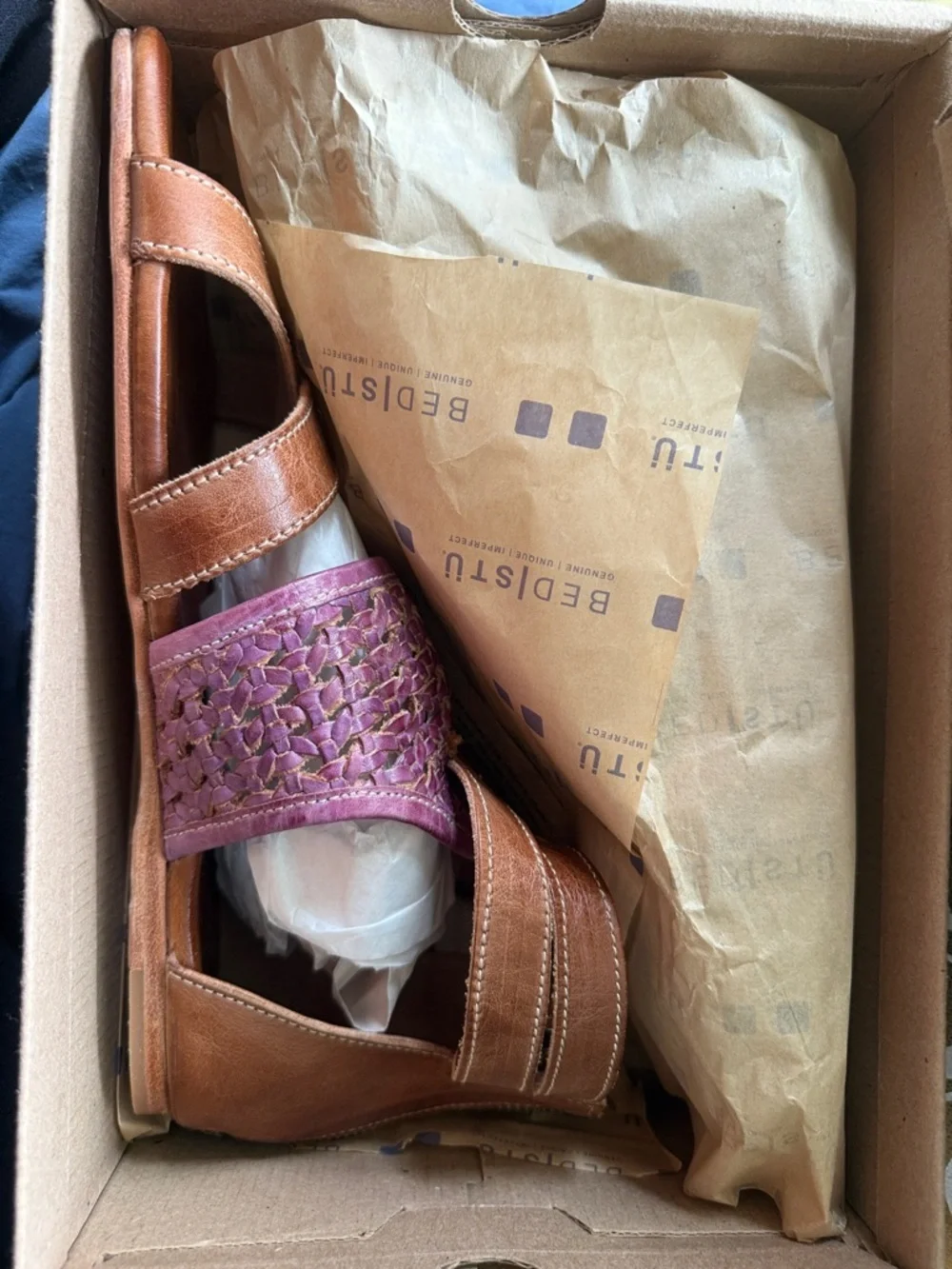 Bed Stu Womens Capriana Tan and Lilac Shoes (NWT)